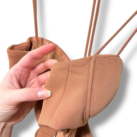 MISHA Tokyo Strappy Cutout Party Minimalist Mini Dress in Praline Brown Size 2 - Picture 13 of 13